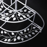 Outsunny 3 Tier Plant Stand Metal Butterfly Leaf Outdoor Potted - White(m-10)