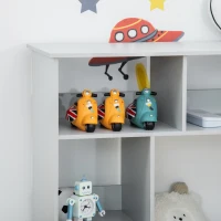 HOMCOM Kids Cube Storage Shelves with Bins and Large Storage for Kids Bedroom, Multiple Storage Units for Big Capacity Kids Shelf with Seat Featuring Thick Cushioning, Grey(m-9)