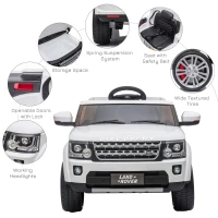 Aosom Compatible 12V Battery-powered Kids Electric Ride On Car Landrover Discovery 4 Toy with Parental Remote Control Music Lights MP3 Suspension Wheels for 3-6 Years Old White(m-5)