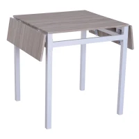 HomCom 5 Piece Drop Leaf Counter Height Dining Table and Chairs Set - Light Grey / White(m-8)