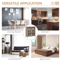 HOMCOM Accent Sideboard, Serving Storage Buffet Cabinet with 2 Open Components, Glass Door Coffee Bar Cabinet and Adjustable Shelf, Oak(m-7)