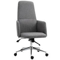 Vinsetto High Back Office Computer Chair with Breathable Fabric, Padded Armrest, and Swivel Wheels - Grey(m-1)