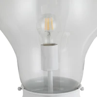 HOMCOM Industrial Tall Pole Floor Lamp with Metal Base, Modern Standing Lamp, Bulb-Shaped Glass Shade, On/Off Foot Switch, E26 Bulb Base for Bedroom, Living Room, White(m-11)