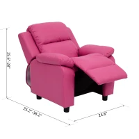 HOMCOM Deluxe Padded Children’s Recliner Sofa Kids Chair with Storage Arms (Pink)(m-3)