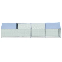 PawHut Large Chicken Coop Metal Chicken Run for Chickens with Waterproof and Anti-UV Cover, Flat Shaped Walk in Fence Cage Hen House for Outdoor and Yard Farm Use, 1.26" Dia, 9' x 24.9' x 6.5'(m-8)