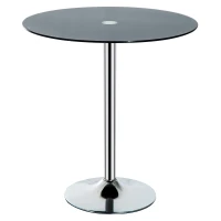 Open Box HomCom 29" Modern Compact Lightweight Round Glass Top Pub Bistro Patio Table - Matte Black(m-2)