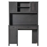HOMCOM Computer Desk with Hutch, Home Office Workstation with Storage Shelves Drawers Cabinets, Coffee(m-10)