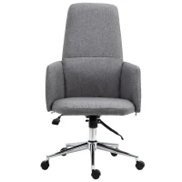 Vinsetto High Back Office Computer Chair with Breathable Fabric, Padded Armrest, and Swivel Wheels - Grey(m-12)