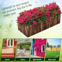 Outsunny 40" x 16" x 12" Raised Planter Box Garden Scalloped Edge Wooden(m-6)