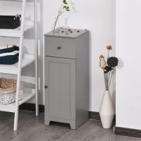 kleankin Short Bathroom Storage Cabinet, Cabinet Organizer with 1 Drawer and Adjustable Shelf for Living Room, Grey(m-10)