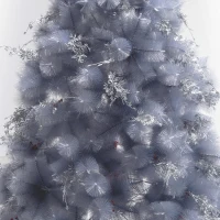 HOMCOM 7FT Christmas Tree Artificial Classic Tree Holiday Indoor Decoration, with metal Support 499 Tips, Grey(m-8)