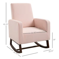 HOMCOM Accent Lounge Rocking Chair with Solid Curved Wood Base and Linen Padded Seat, Pink(m-3)