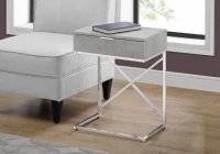 Monarch 24" Contemporary End Table Night Stand with Large Storage Drawer and Metal X-Design Frame - Grey Cement / Chrome Base(m-2)