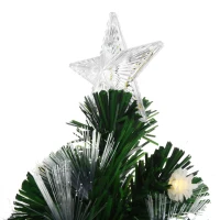 HOMCOM 5ft Tall Pre-Lit Douglas Fir Artificial Christmas Tree with Fiber Optic Ball LED Lights and 180 Tips, Green(m-12)