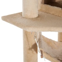 Pawhut 65.2 Inch Cat Tree Scratching Post Pet Furniture with Condo, Hammock, Toy - Beige(m-15)