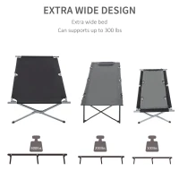 Outsunny Folding Camping Cot Portable Outdoor Sleeping Bed w/ Carrying Bag Black(m-5)