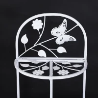 Outsunny 3 Tier Plant Stand Metal Butterfly Leaf Outdoor Potted - White(m-14)