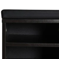 HomCom Upholstered Shoe Entryway Bench Rack with Comfortable PU Cushion Bench & Flexible Shelving Options, Brown(m-16)