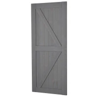 HOMCOM 7' H x 3' W Sturdy Sliding Barn Door, Unfinished Solid Spruce Wood Frame with Pre-Drilled Holes, Grey(m-8)