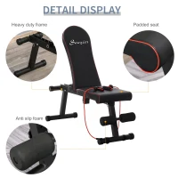 Soozier Foldable Multifunctional Sit Up Dumbbell Bench Adjustable Exercise with Resistant Rope for Home, Office and Gym, Black(m-6)