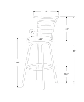 Monarch 2 Piece 43" Contemporary Microfiber Seat Slat-Back Metal Framed Swivel Barstool Chair Set - Black / Grey Finish(m-4)