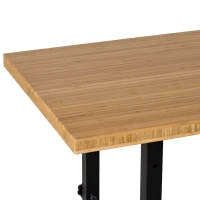 HOMCOM 59" Mobile Workbench - Large Bamboo Tabletop Project Station, Versatile & Durable, Ideal for DIY Enthusiasts & Craftsmen(m-13)