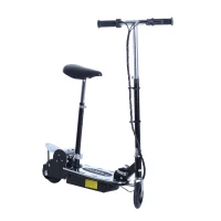 Qaba Adjustable Folding Electric Seated E-Scooter Battery Powered Motorized Bike Black(m-7)