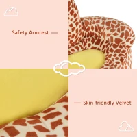 Qaba Giraffe Kids Chair Sofa Flannel Covered Armchair Stick Horse Child Chair with Padded Seat for 18-36 Months - Brown(m-6)
