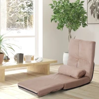 HOMCOM 5-Position Floor Lazy Sofa Chair Adjustable Folding Couch Video Gaming Bed Brown(m-1)