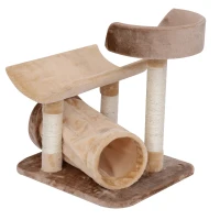 PawHut 29" Cat Tree Scratcher Post Pet Furniture with Tunnel Brown(m-2)