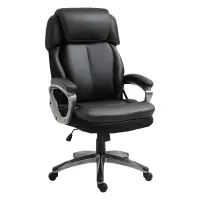 Vinsetto High Back Home Office Chair PU Leather Swivel Chair w/ Adjustable Height, Black(m-1)