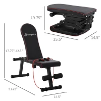 Soozier Foldable Multifunctional Sit Up Dumbbell Bench Adjustable Exercise with Resistant Rope for Home, Office and Gym, Black(m-3)