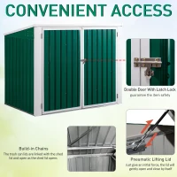 Outsunny Outdoor Steel Wheelie Trash Can Storage Shed Garbage Can Organizer With Double Door & Lid Rubbish Cover for 2 Trash Cans(m-5)