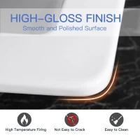 Kleankin 21.25"x 18.25" Bathroom Vessel Sink Modern Under Counter Bathroom Basin Ceramic Vanity Art Basin - White(m-5)