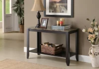Monarch 44" Transitional Shelved Rectangular Marble-Look Top Console Table - Cappuccino(m-2)