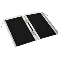 HOMCOM Wheelchair Ramp 2FT, Folding Aluminum Threshold Ramp with Non-Slip Surface, Transition Plates, 600lbs Weight Capacity, Handicap Ramp for Home, Doorways, Curbs, Steps(m-1)