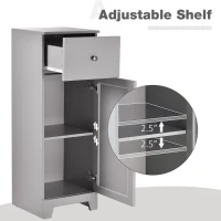kleankin Short Bathroom Storage Cabinet, Cabinet Organizer with 1 Drawer and Adjustable Shelf for Living Room, Grey(m-4)