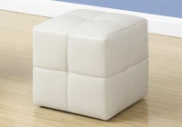 Monarch Two Piece Kids' Padded Upholstered Ottoman Set - White Leather-Look(m-3)