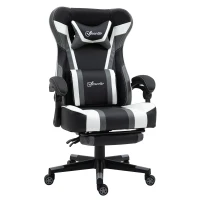 Vinsetto High Back Gaming Chair, Racing Style Ergonomic Computer Desk Chair with Adjustable Height, Retractable Footrest, Headrest and Lumbar Support, Grey(m-1)