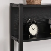 HOMCOM 55 Inch L Shaped Computer Desk with Hutch, Corner Desk for Home Office and Study, Writing Workstation with 2 Storage Compartments, Black(m-10)