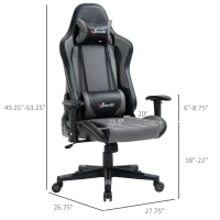 Vinsetto Gaming Chair Racing Style Ergonomic Office Chair High Back Computer Desk Chair Adjustable Height Swivel Recliner with Headrest and Lumbar Support, Grey(m-3)