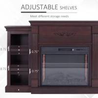 HOMCOM 70" W x 15.75" H Electric Fireplace Mantel TV Stand, Media Console Center Cabinet with 6 Shelves and Remote Control, Dark Brown(m-4)
