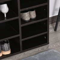 HomCom Upholstered Shoe Entryway Bench Rack with Comfortable PU Cushion Bench & Flexible Shelving Options, Brown(m-13)