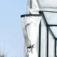 Outsunny Walk-in Wall Lean-to Greenhouse, 10' x 5' x 7' Outdoor Gardening Green House with PE Cover, Windows, Shelves and 2 Zipper Doors, Clear(m-9)