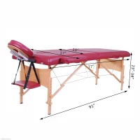 Soozier 91-Inch Portable Massage Table Spa Bed 2 Fold Thick and High Density Foam Red Plus Carrying Bag(m-3)