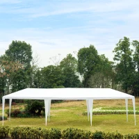 Outsunny 10X30ft Gazebo Canopy Party Tent Outdoor Event Sunshade Portable with 5 Removable Sidewalls White(m-5)