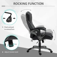 Vinsetto 4-Point Vibration Massage Executive Office Chair High Back Height Adjustable Padded Seat with Wheels, Black(m-6)