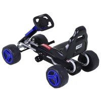 Aosom Kids Go Kart, 4 Wheeled Ride On Pedal Car, Racer for 3 years, for Boys and Girls, Outdoor - Blue(m-1)