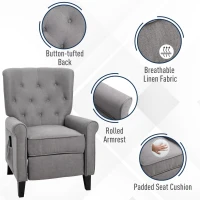 HOMCOM Linen Fabric Manual Recliner with Vibrating Massage and Wired Remote Control, Light Grey(m-6)