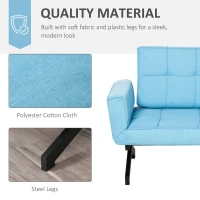 HOMCOM Convertible Accent Chair Single Sofa with Upholstered Fabric Cushion and Steel Legs for Compact Living Room, Blue(m-5)